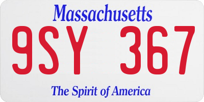 MA license plate 9SY367