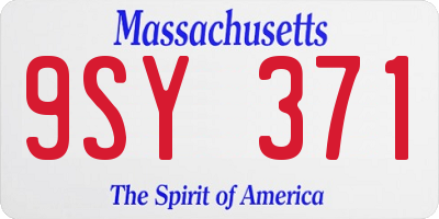 MA license plate 9SY371