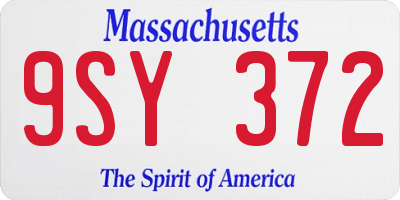 MA license plate 9SY372