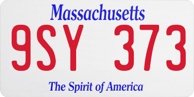 MA license plate 9SY373