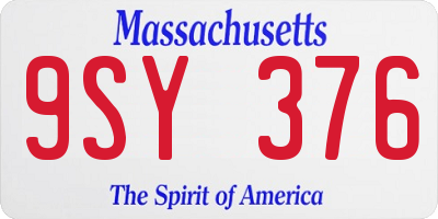 MA license plate 9SY376