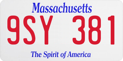MA license plate 9SY381
