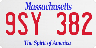 MA license plate 9SY382