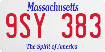 MA license plate 9SY383