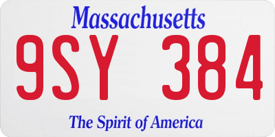 MA license plate 9SY384