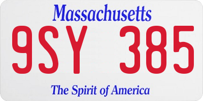 MA license plate 9SY385