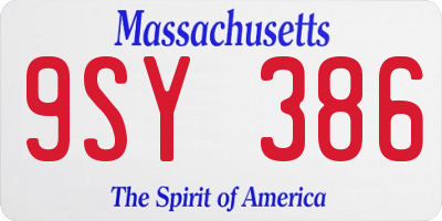MA license plate 9SY386