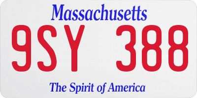 MA license plate 9SY388