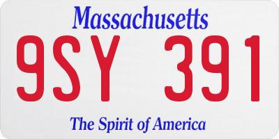 MA license plate 9SY391