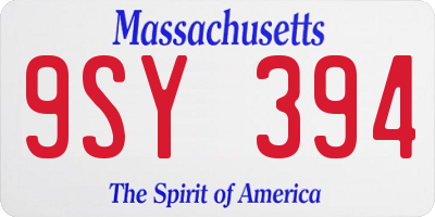 MA license plate 9SY394