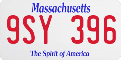 MA license plate 9SY396