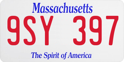 MA license plate 9SY397