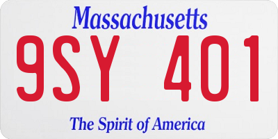 MA license plate 9SY401