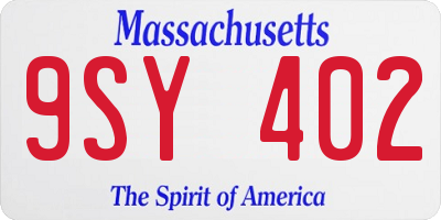 MA license plate 9SY402