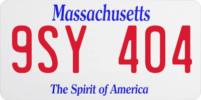 MA license plate 9SY404