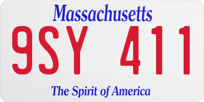 MA license plate 9SY411