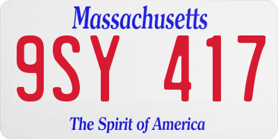 MA license plate 9SY417