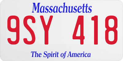 MA license plate 9SY418