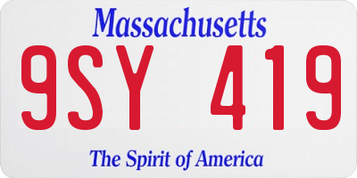 MA license plate 9SY419