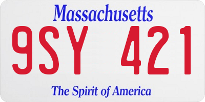 MA license plate 9SY421