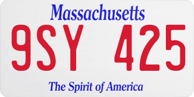 MA license plate 9SY425