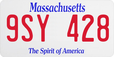MA license plate 9SY428