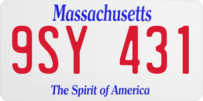 MA license plate 9SY431