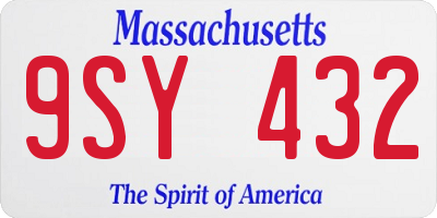 MA license plate 9SY432