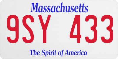 MA license plate 9SY433
