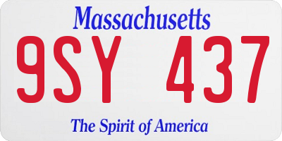 MA license plate 9SY437