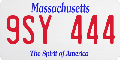 MA license plate 9SY444