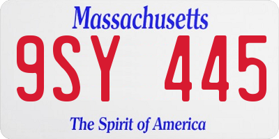 MA license plate 9SY445