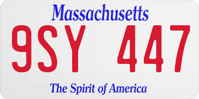 MA license plate 9SY447