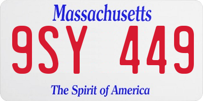 MA license plate 9SY449