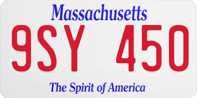 MA license plate 9SY450