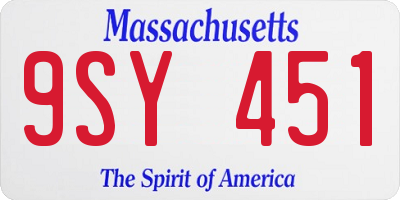 MA license plate 9SY451