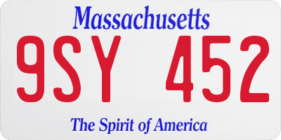 MA license plate 9SY452