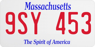 MA license plate 9SY453