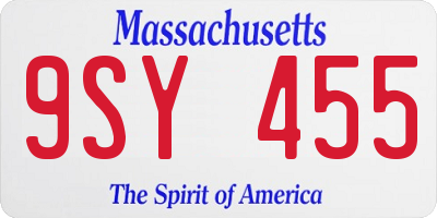 MA license plate 9SY455