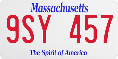 MA license plate 9SY457