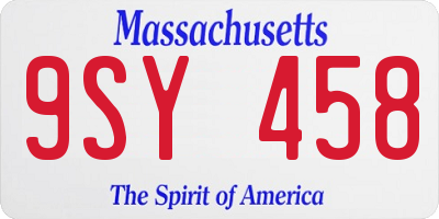 MA license plate 9SY458