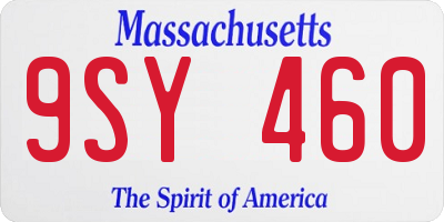 MA license plate 9SY460