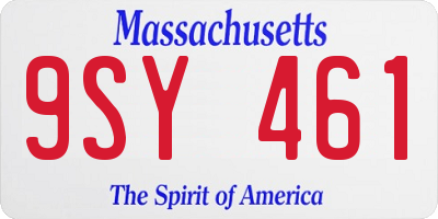 MA license plate 9SY461