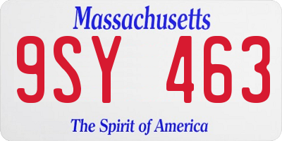 MA license plate 9SY463