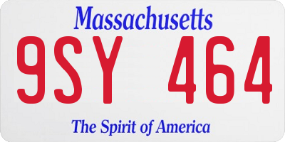 MA license plate 9SY464