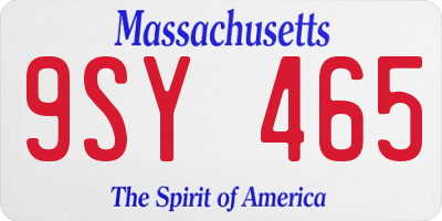 MA license plate 9SY465