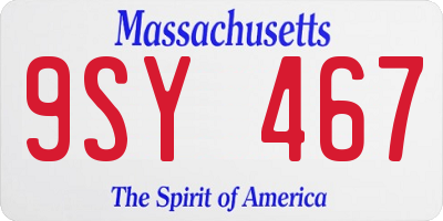 MA license plate 9SY467