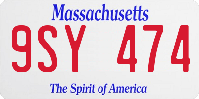 MA license plate 9SY474
