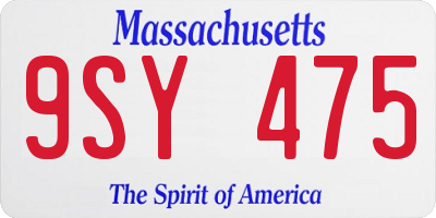 MA license plate 9SY475