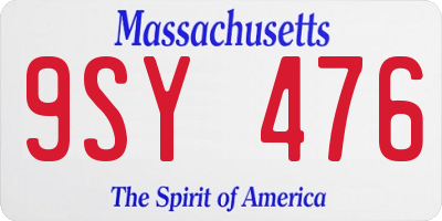 MA license plate 9SY476